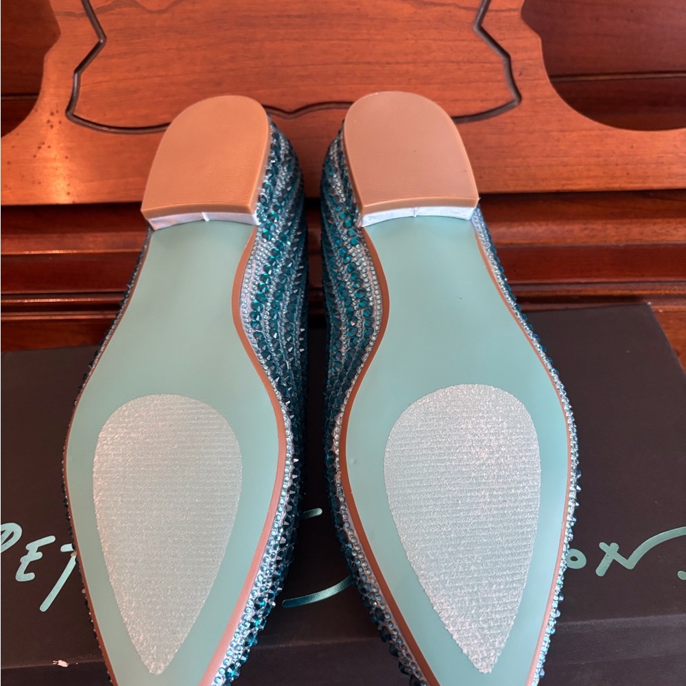 Badgley Mischka Women's Farley Blue Embellished Mules - Picture 13 of 16